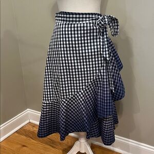 Belle Badgley Mischka Reece Gingham Blue Ombré Wrap Skirt
